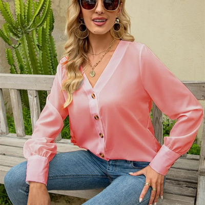Coastal Breeze Button-Front Blouse