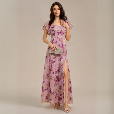The Evangeline Floral Chiffon Maxi Dress