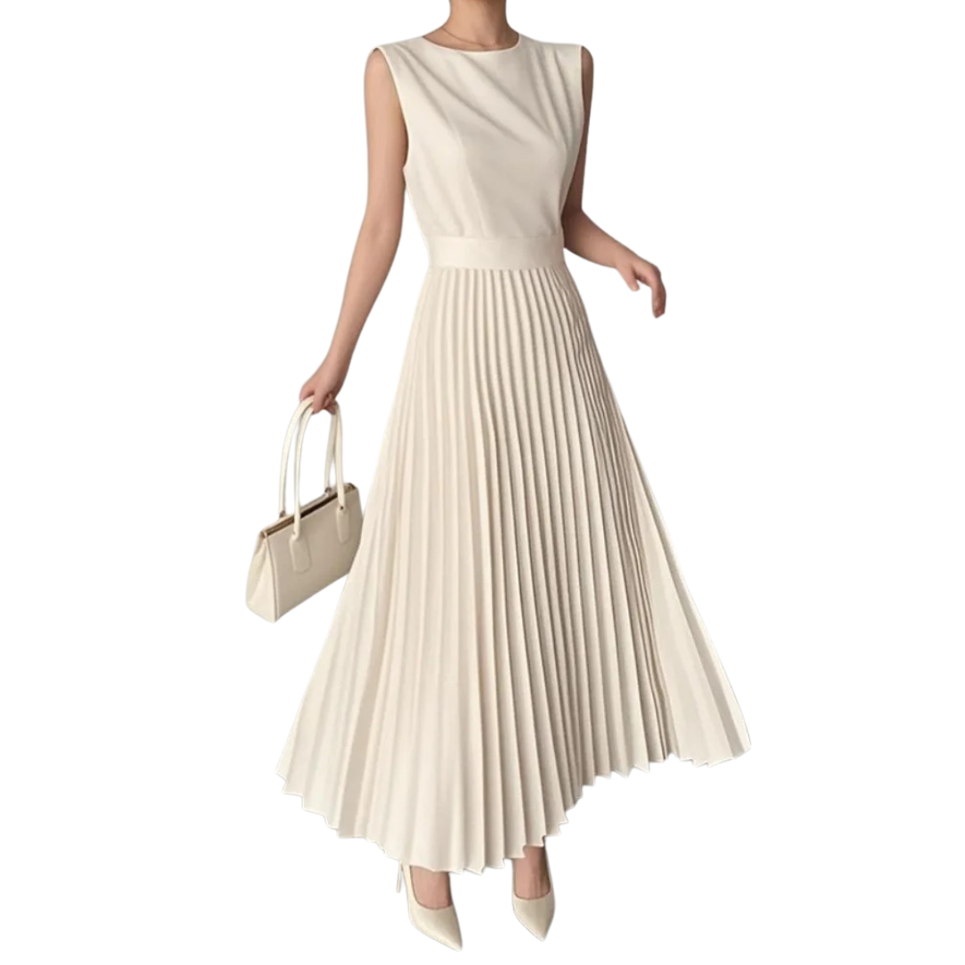 Women's Elegant Pleated A-Line Maxi Dress