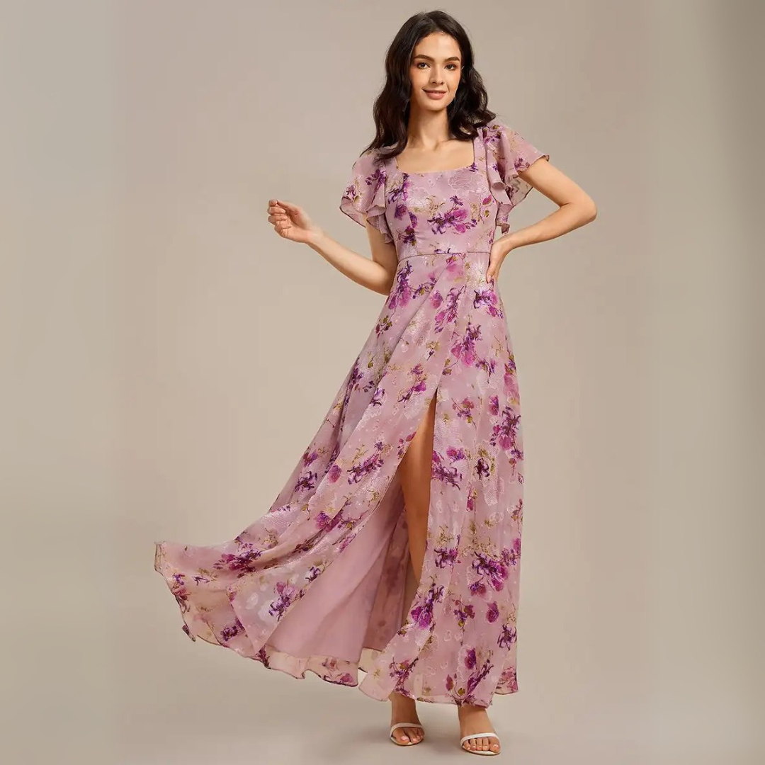 The Evangeline Floral Chiffon Maxi Dress