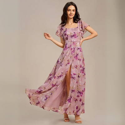 The Evangeline Floral Chiffon Maxi Dress