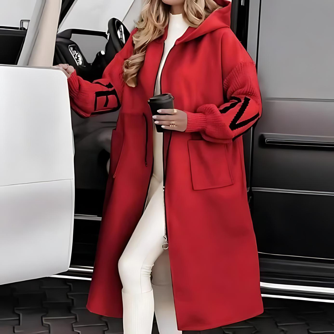 Statement Coat with Knit Sleeves