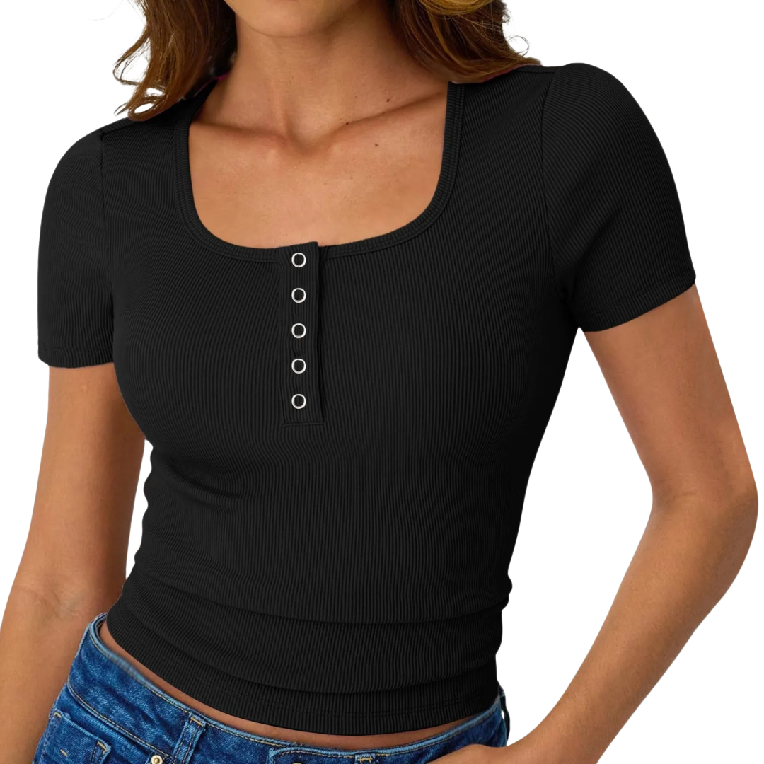 Luxe Ribbed Snap-Front Tee