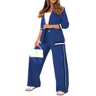 The Azure Stripe Detail Suit Set
