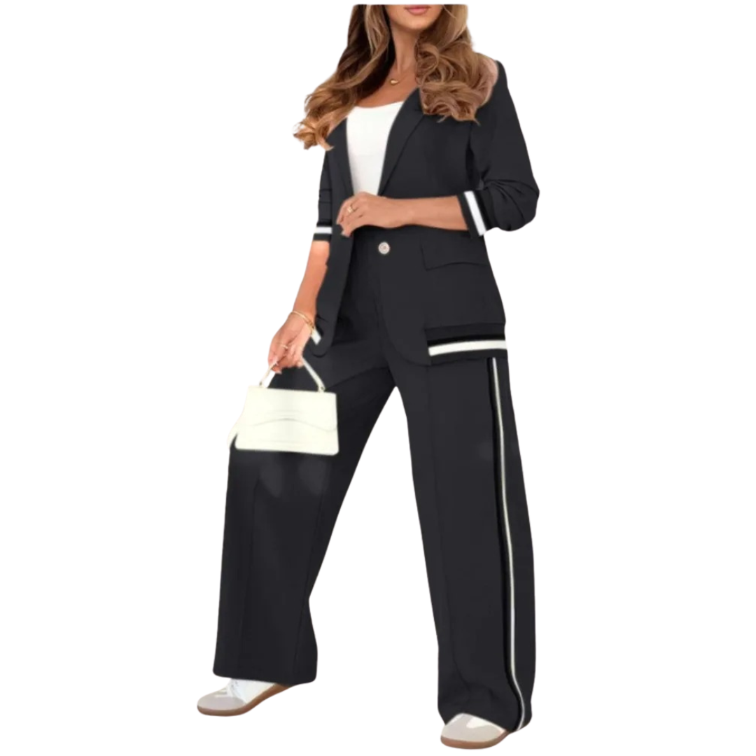 The Azure Stripe Detail Suit Set