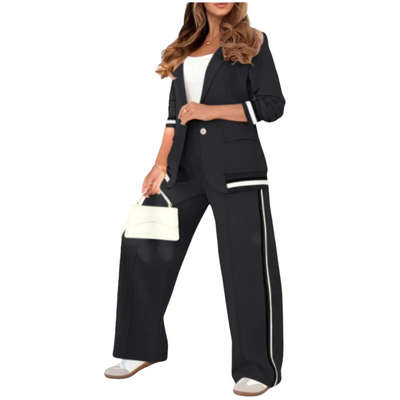 The Azure Stripe Detail Suit Set