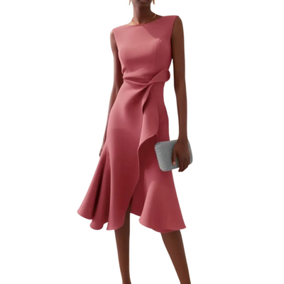 Women’s Elegant Ruffle Detail Midi Dress