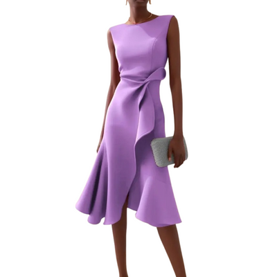 Women’s Elegant Ruffle Detail Midi Dress