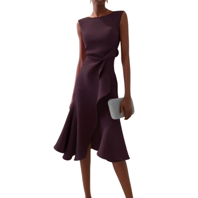 Women’s Elegant Ruffle Detail Midi Dress