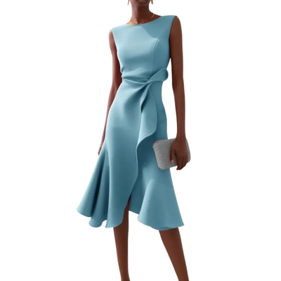 Women’s Elegant Ruffle Detail Midi Dress