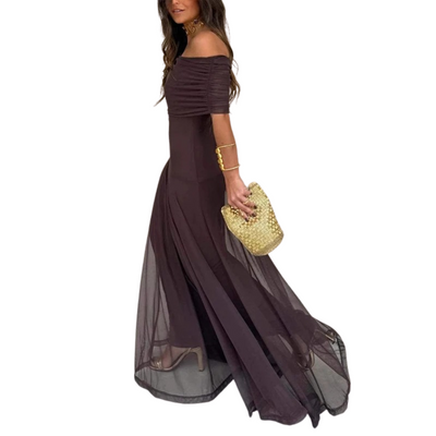 Women's Midnight Elegance Off-Shoulder Maxi Dress