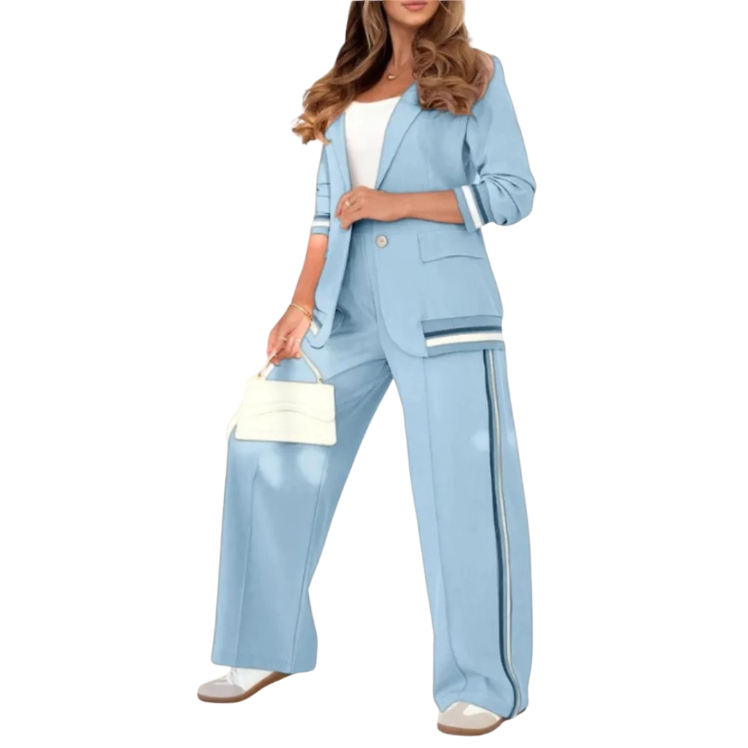 The Azure Stripe Detail Suit Set
