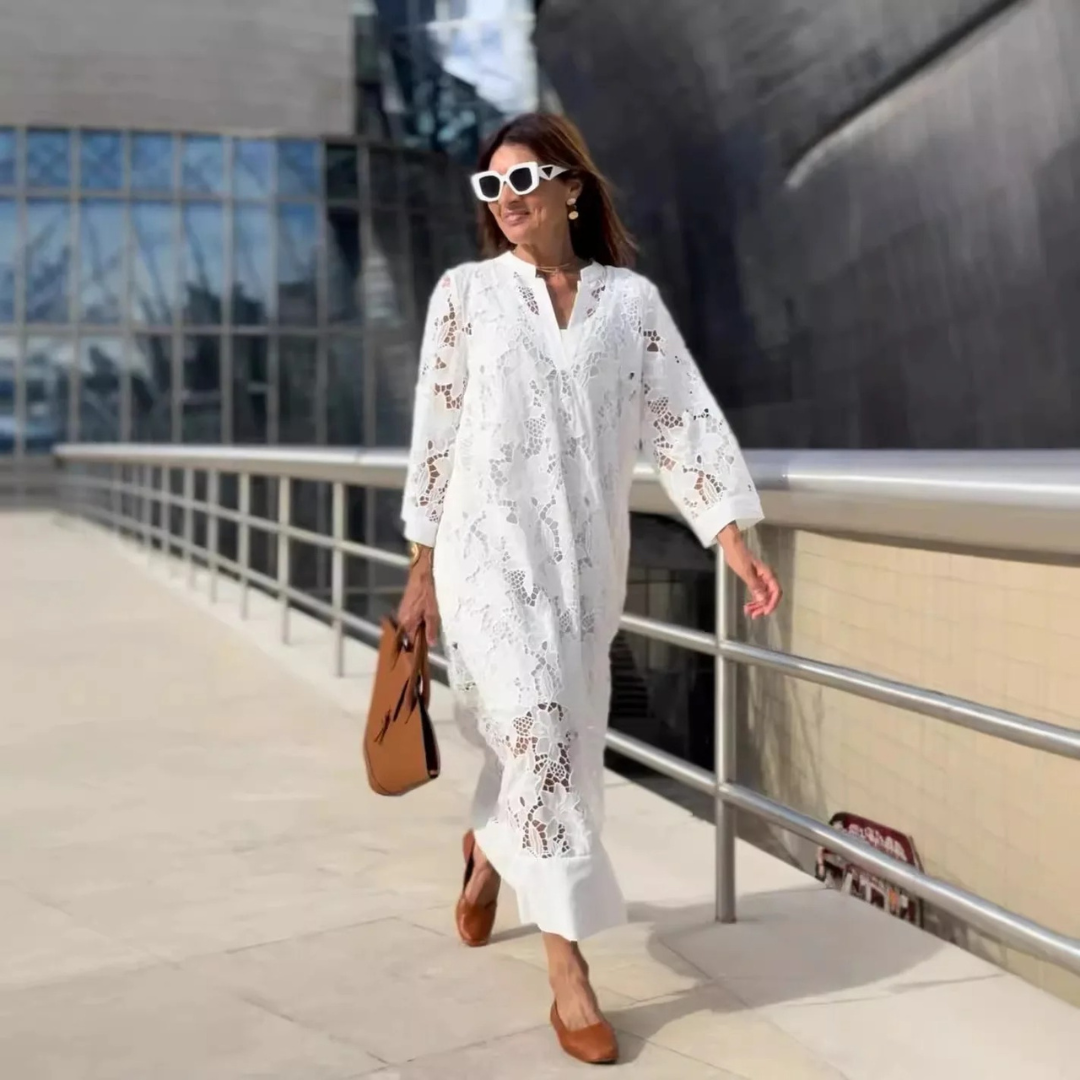 White Lace Midi Dress
