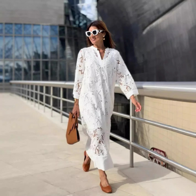 White Lace Midi Dress