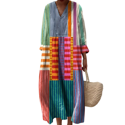 Women's Coastal Breeze Patchwork Maxi Dress