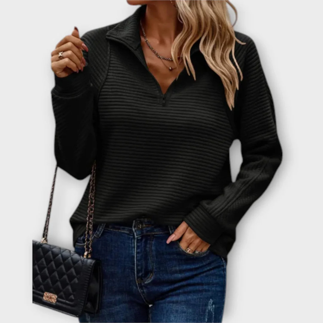 The Aria Ribbed Quarter-Zip Pullover