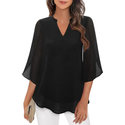 Women's Elegant Chiffon V-Neck Blouse