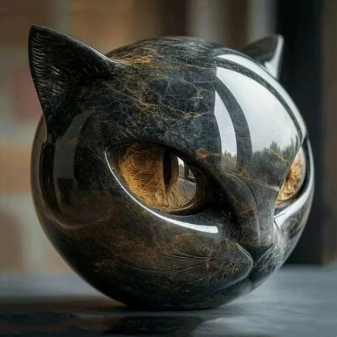 The Obsidian Feline Sculpture