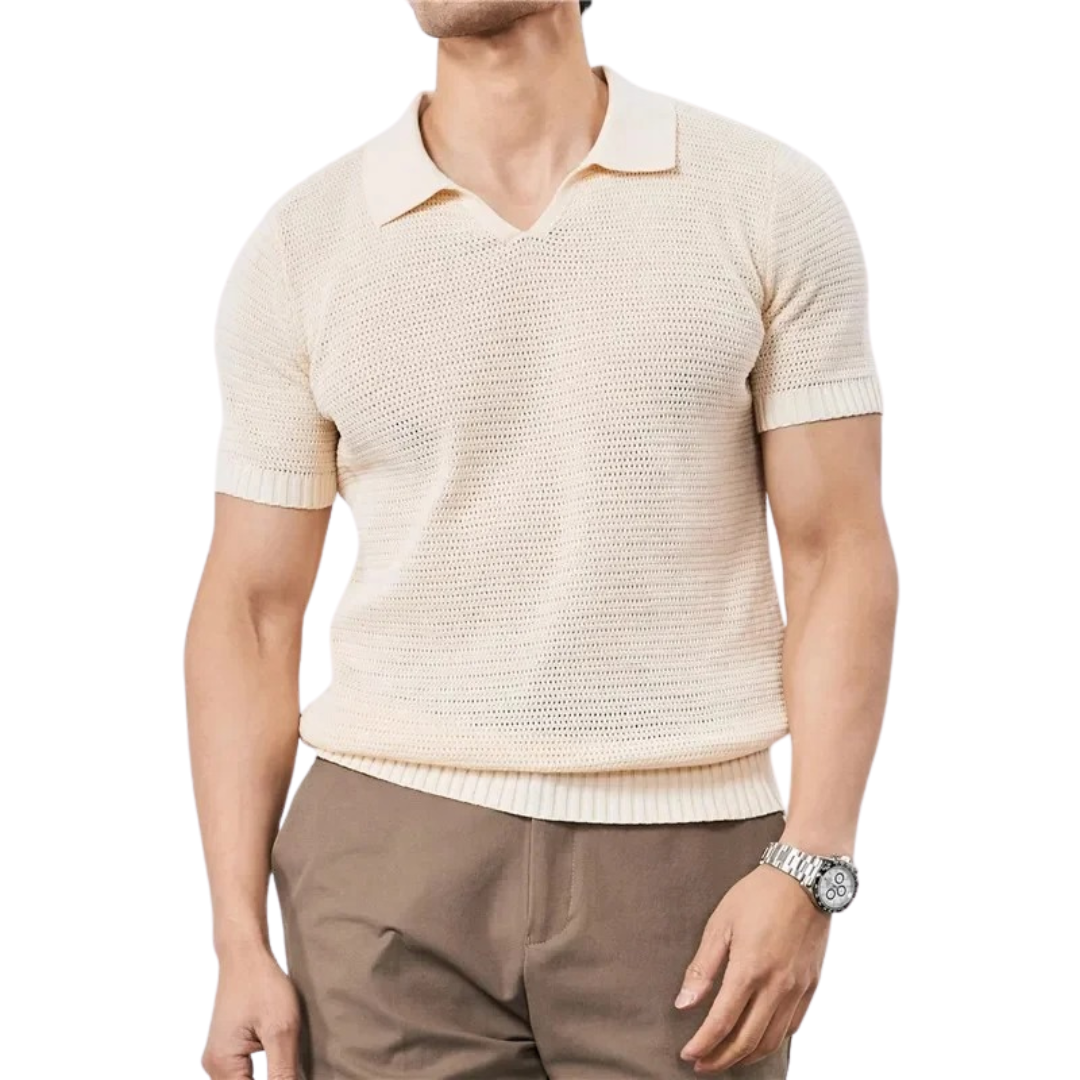 Men’s Textured Knit Short-Sleeve Polo