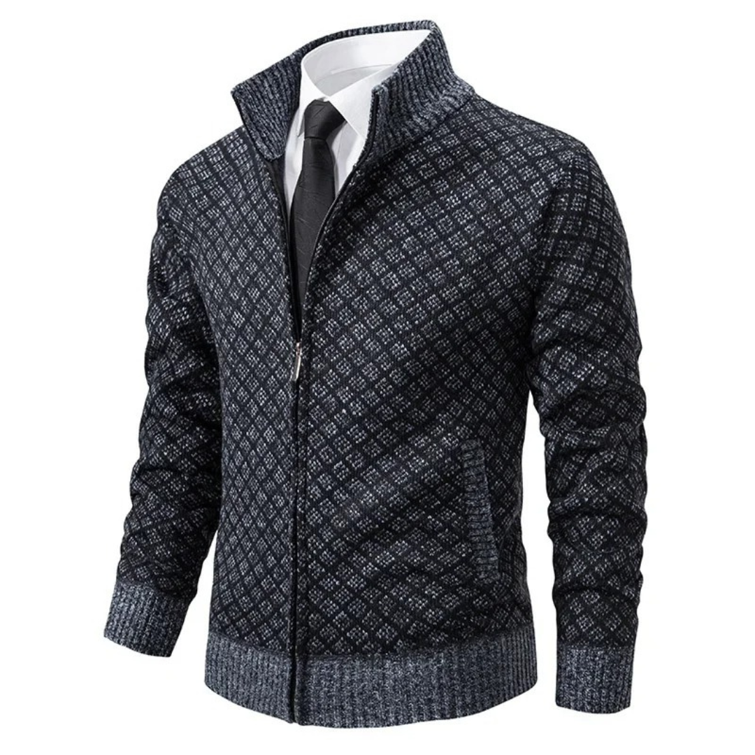 Oslo Diamond Knit Zip Jacket