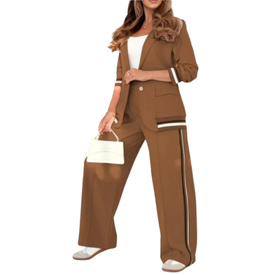 The Azure Stripe Detail Suit Set