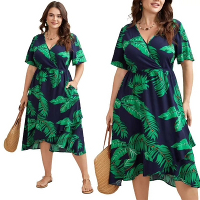 Women's Tropical Elegance Wrap Dress