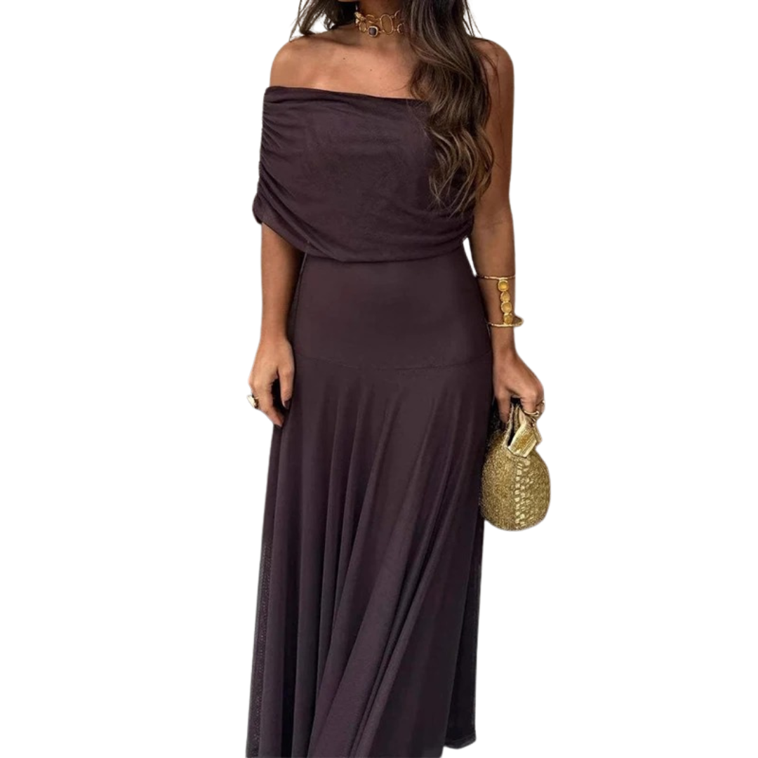 Women's Midnight Elegance Off-Shoulder Maxi Dress