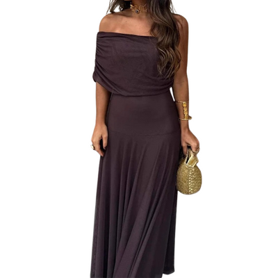 Women's Midnight Elegance Off-Shoulder Maxi Dress