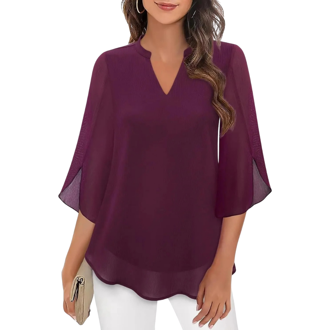 Women's Elegant Chiffon V-Neck Blouse