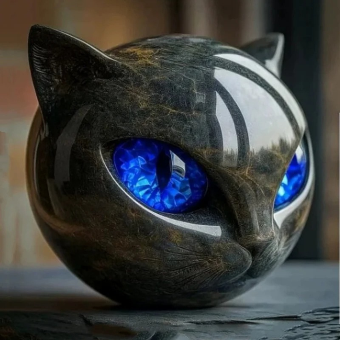 The Obsidian Feline Sculpture