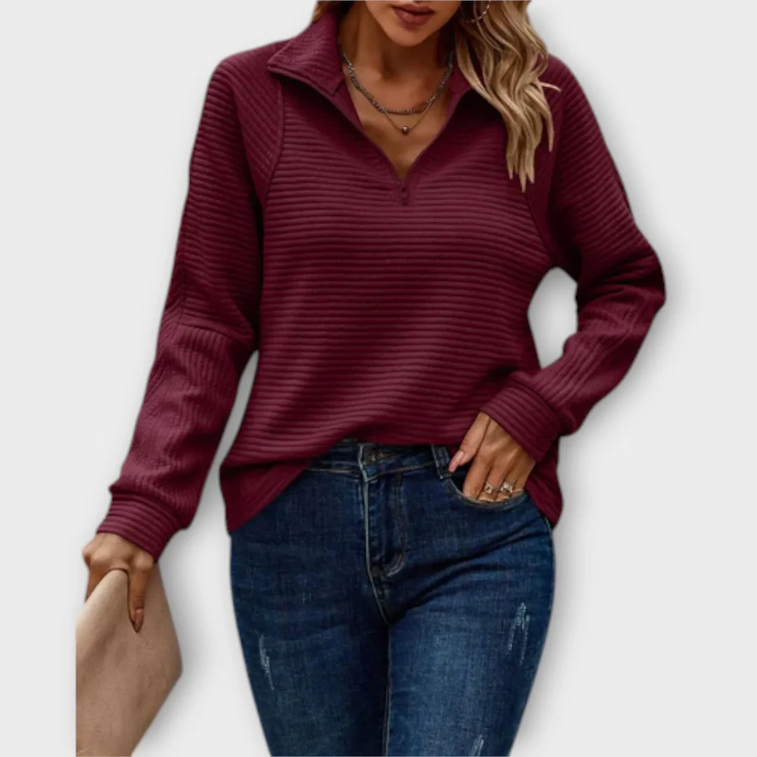 The Aria Ribbed Quarter-Zip Pullover