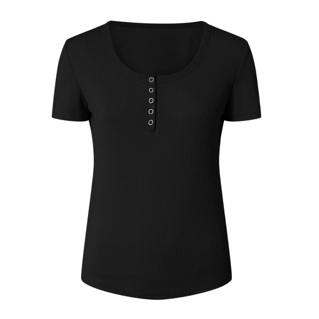 Luxe Ribbed Snap-Front Tee
