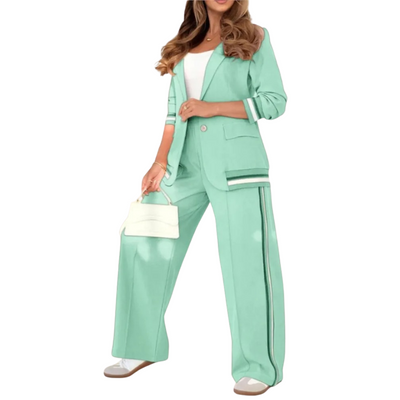 The Azure Stripe Detail Suit Set
