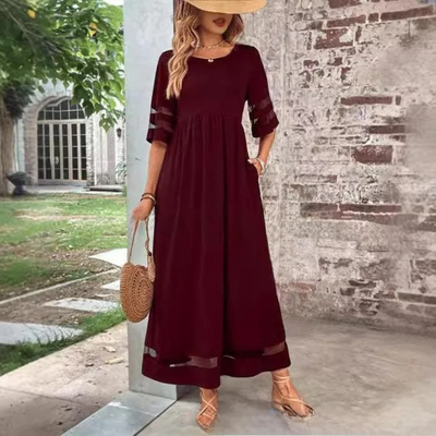 Midnight Elegance Mesh Detail Maxi Dress + Tummy Coverage