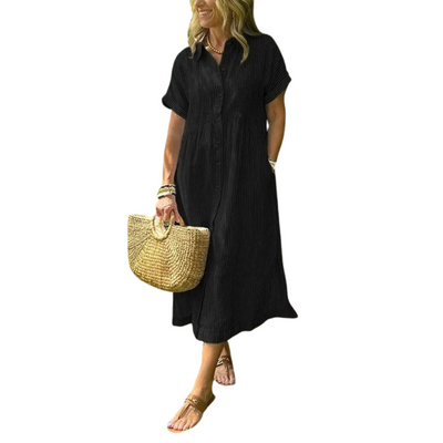 Women’s Striped Button-Up Midi Dress