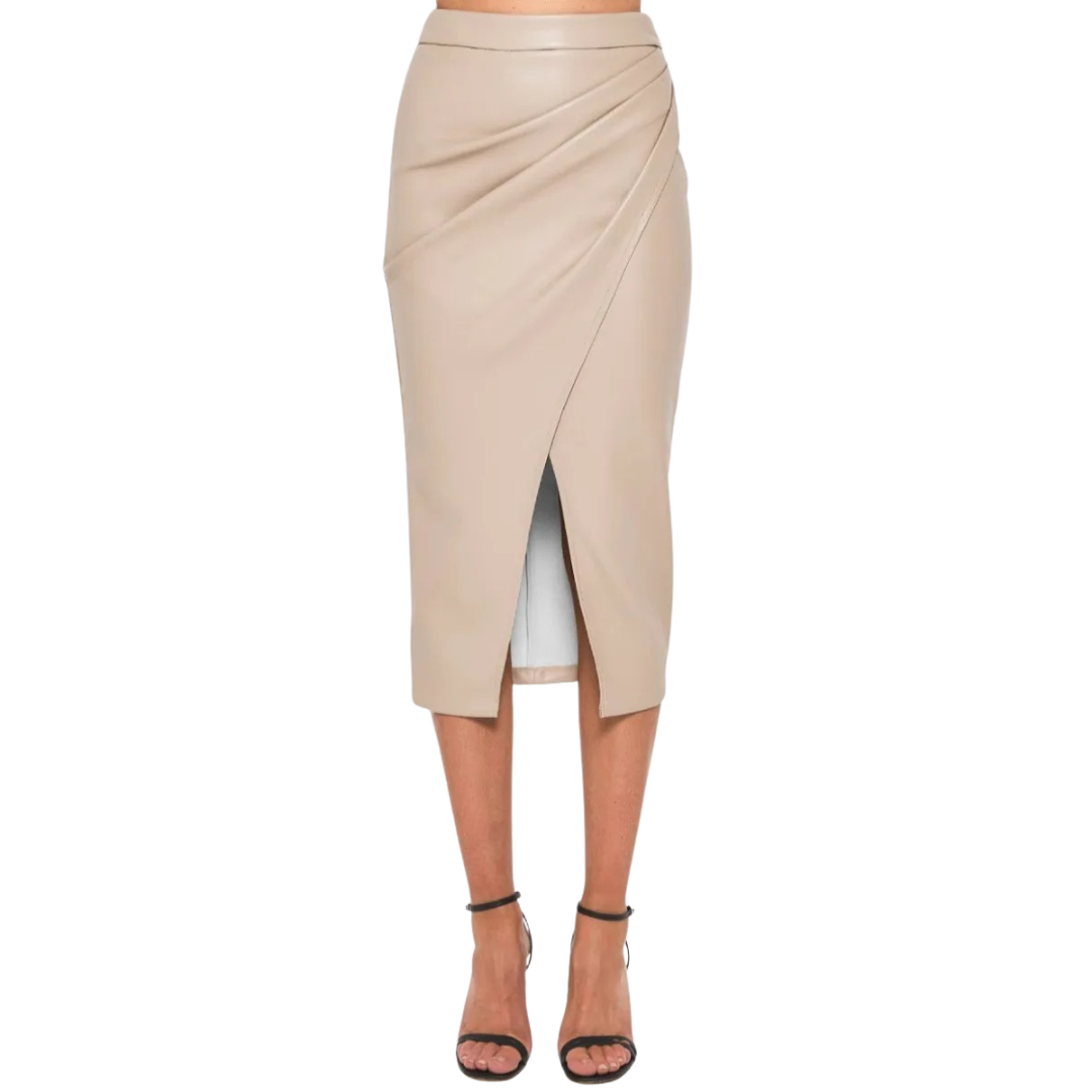 Women's Faux Leather Wrap Pencil Skirt