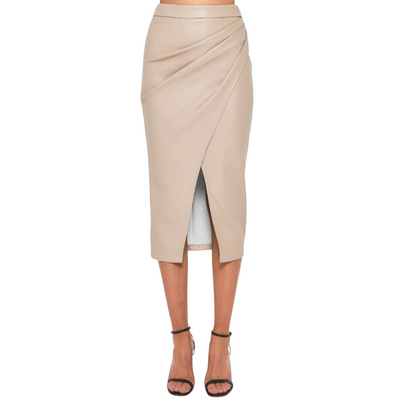 Women's Faux Leather Wrap Pencil Skirt