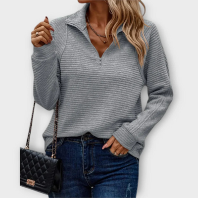 The Aria Ribbed Quarter-Zip Pullover