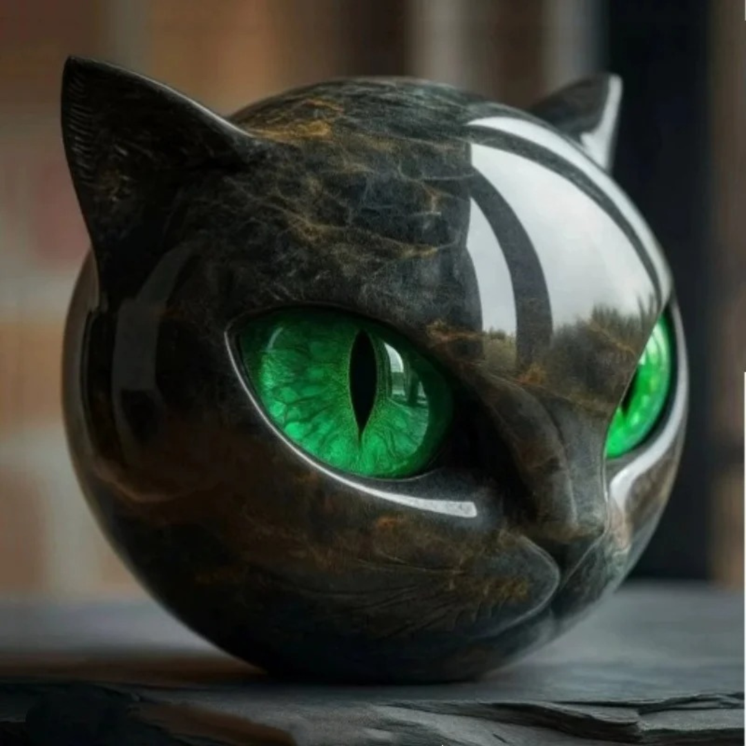 The Obsidian Feline Sculpture