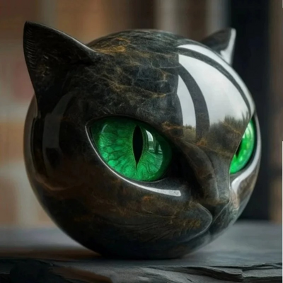 The Obsidian Feline Sculpture