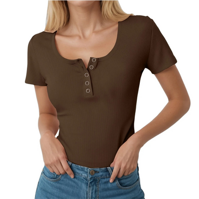 Luxe Ribbed Snap-Front Tee