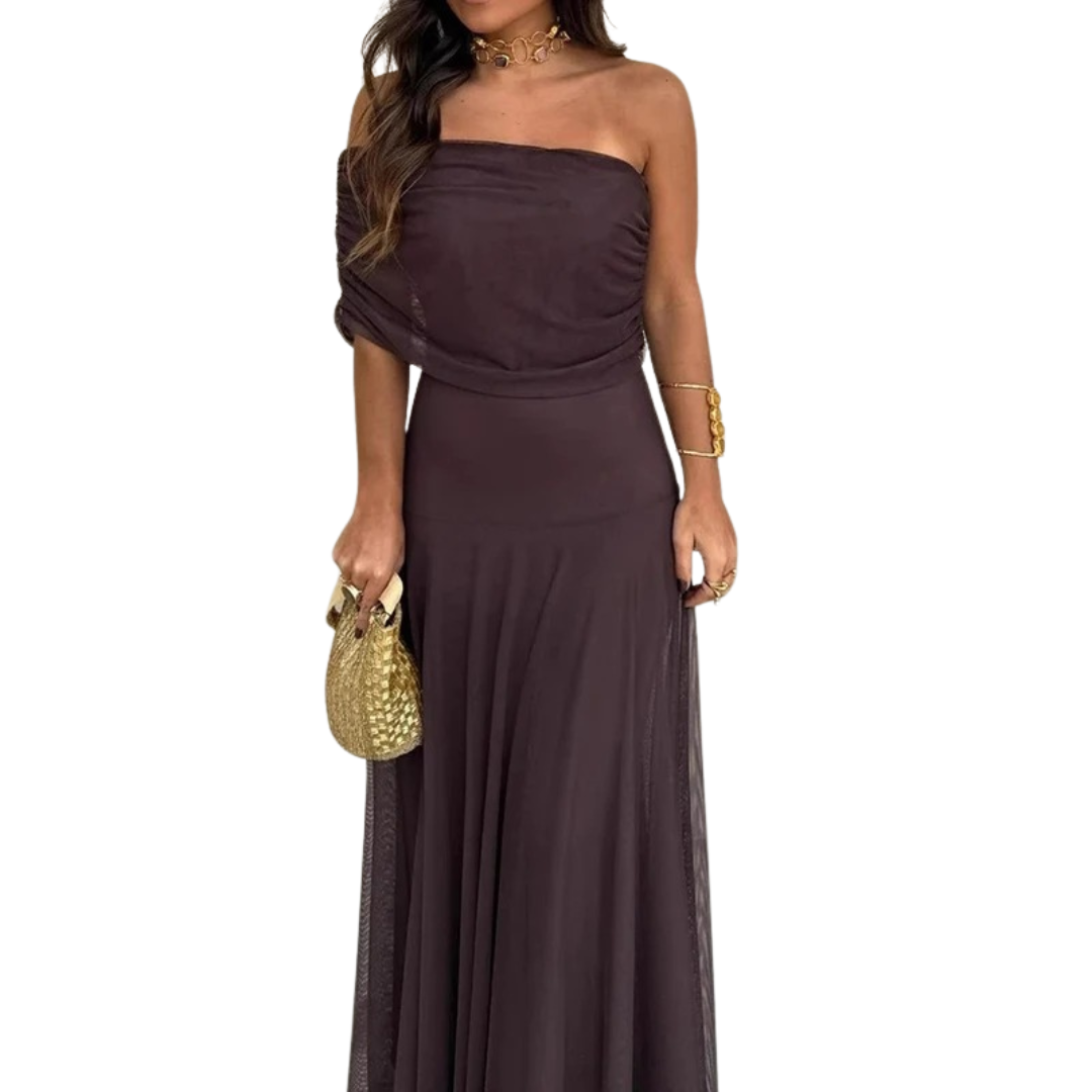 Women's Midnight Elegance Off-Shoulder Maxi Dress