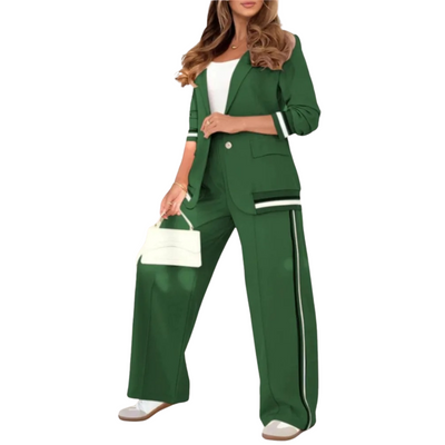 The Azure Stripe Detail Suit Set