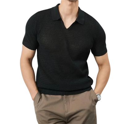 Men’s Textured Knit Short-Sleeve Polo