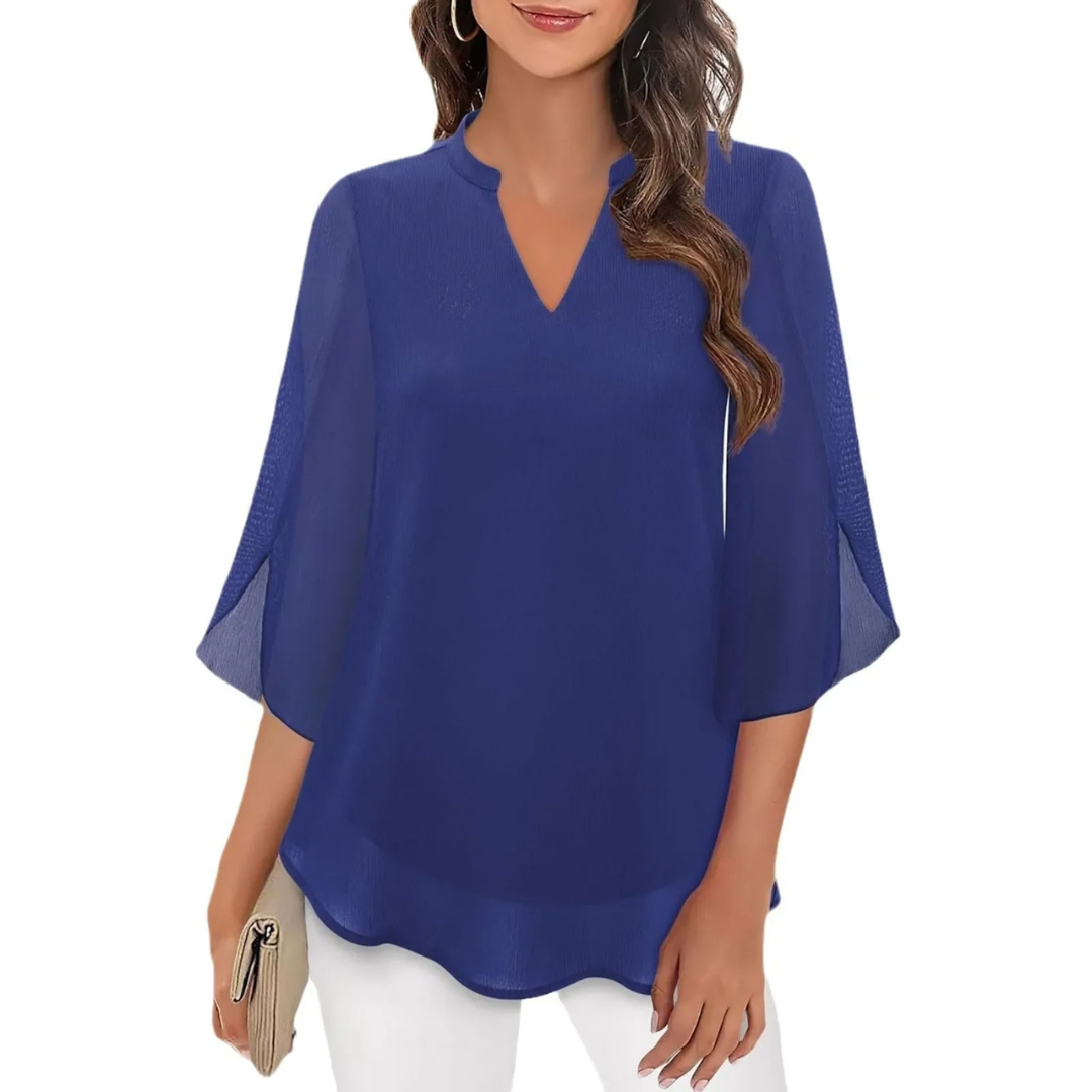 Women's Elegant Chiffon V-Neck Blouse