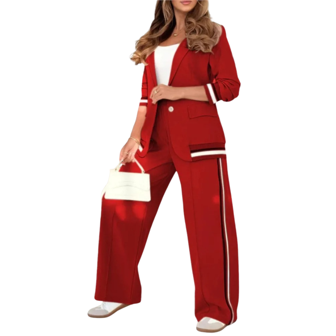 The Azure Stripe Detail Suit Set