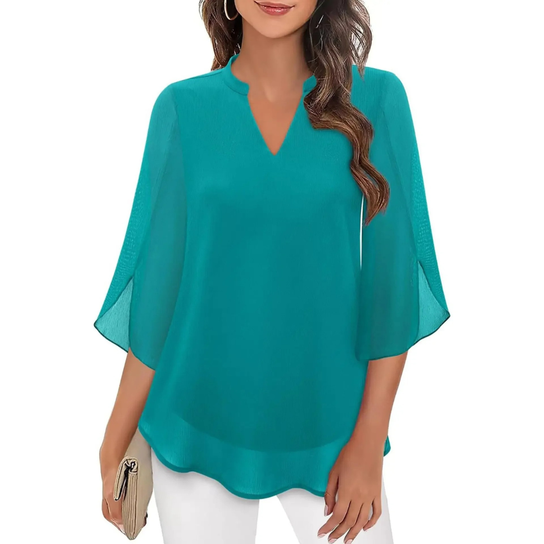 Women's Elegant Chiffon V-Neck Blouse