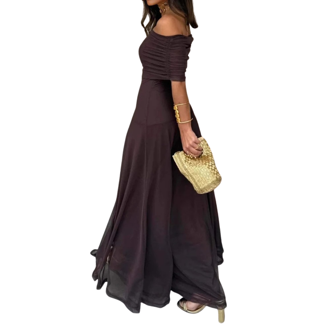 Women's Midnight Elegance Off-Shoulder Maxi Dress