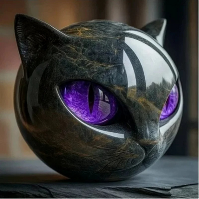 The Obsidian Feline Sculpture
