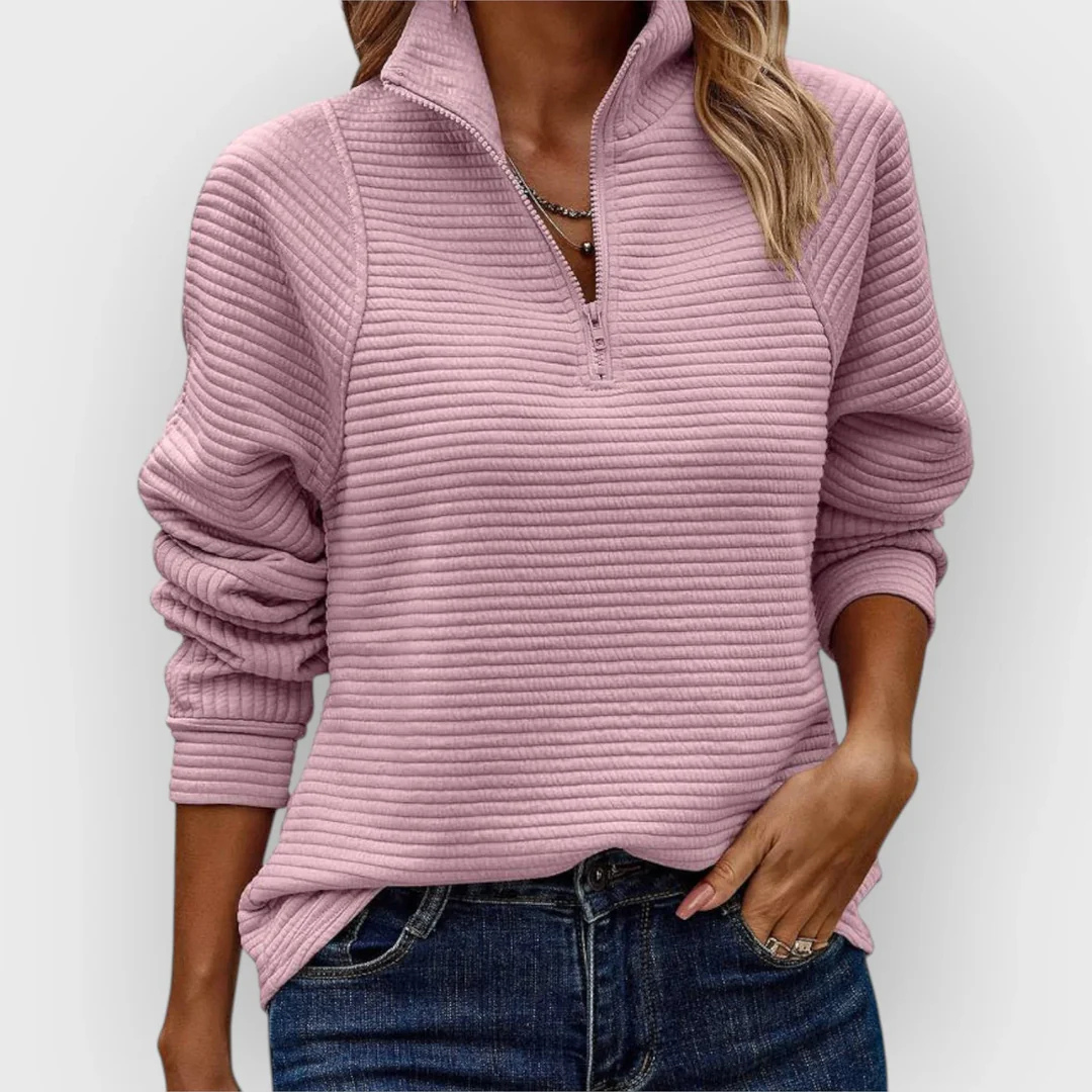 The Aria Ribbed Quarter-Zip Pullover